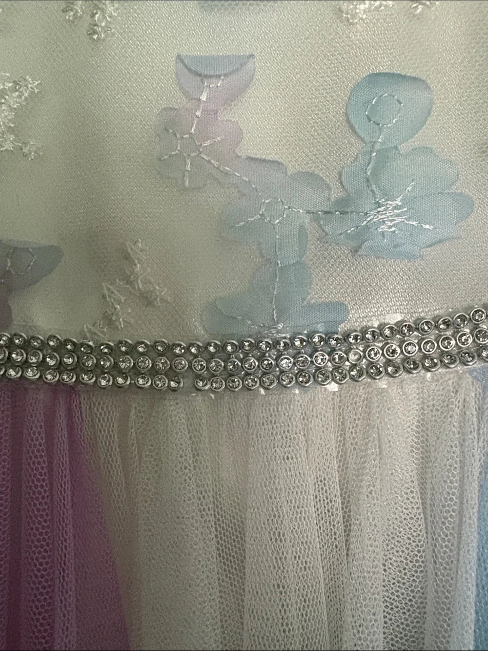 Bonnie Jean White Bodice Pastel Green Purple Blue Tulle Dress